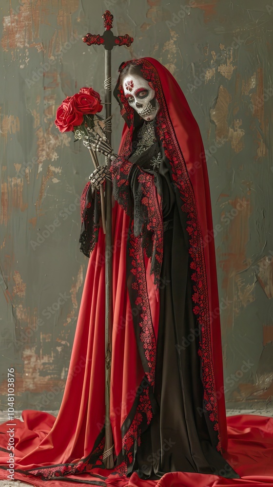 young woman like santa muerte saint death, day of Dead young woman like santa muerte saint death, day of Dead