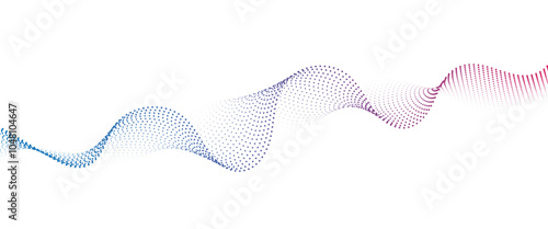 Flowing Dot Wave halftone gradient pattern on transparent background	
