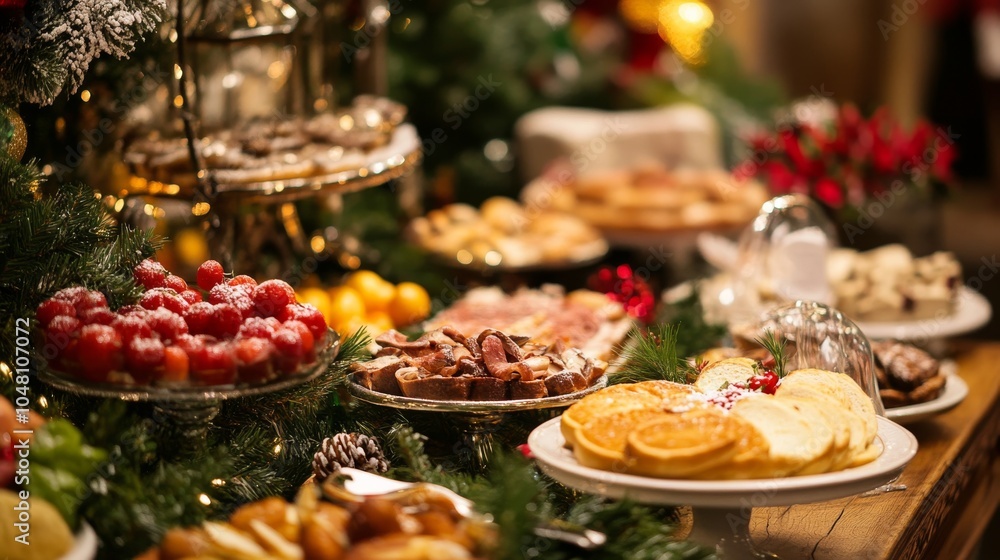 Festive Breakfast Spread for Christmas Party Celebration Festive Breakfast Spread for Christmas Party Celebration