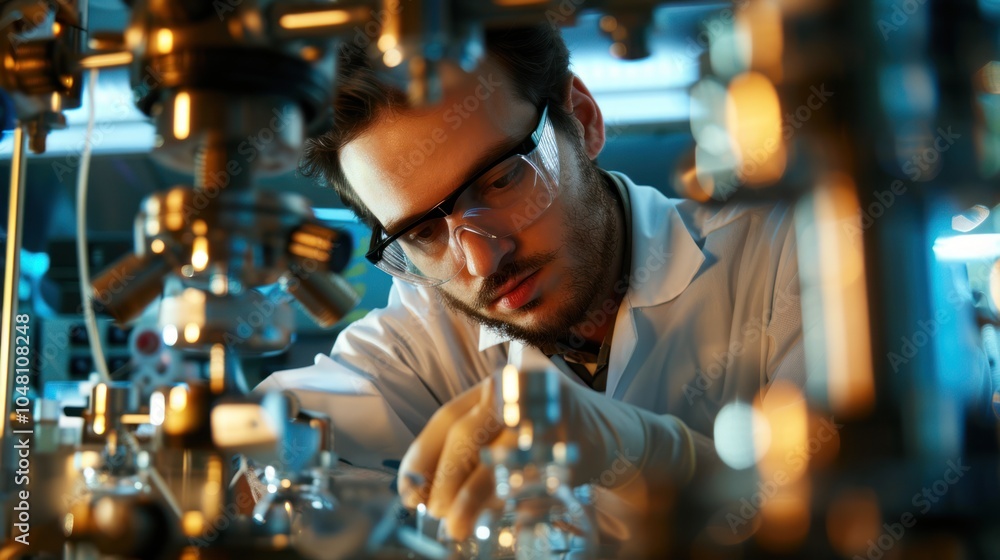 A Scientist Works on an Experiment in a Laboratory A Scientist Works on an Experiment in a Laboratory