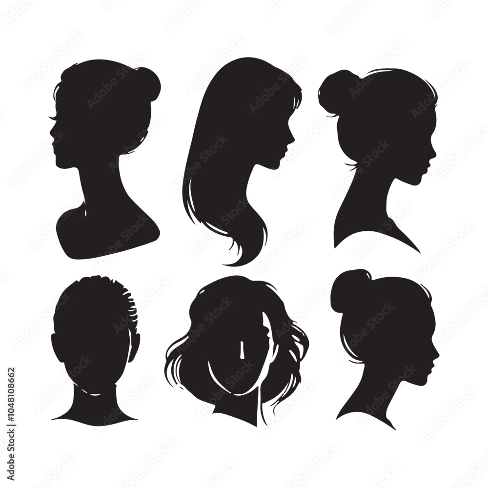 Silhouette set of Human Face Silhouette set of Human Face
