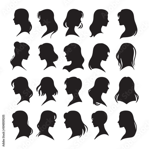 Silhouette set of mens and womens head collection