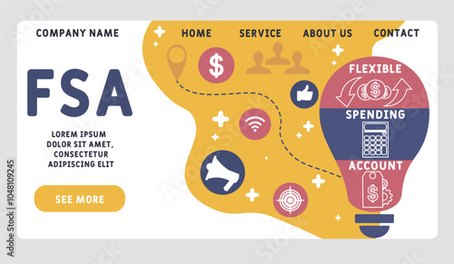 FSA - flexible spending account acronym. business concept background. vector illustration concept with keywords and icons. lettering illustration with icons for web banner, flyer, landing pag