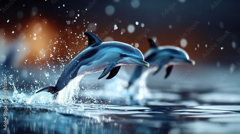 Fototapeta premium Graceful Dolphins in Motion