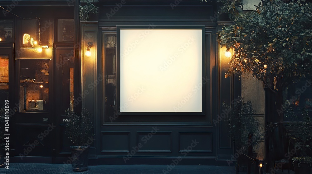 Blank white restaurant sign mockup, large billboard banner on a storefront door mock up template. Blank white restaurant sign mockup, large billboard banner on a storefront door mock up template.