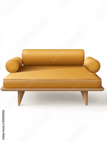 illustration of a modern daybed with plush cushions and sleek lines, isolated on a white background.