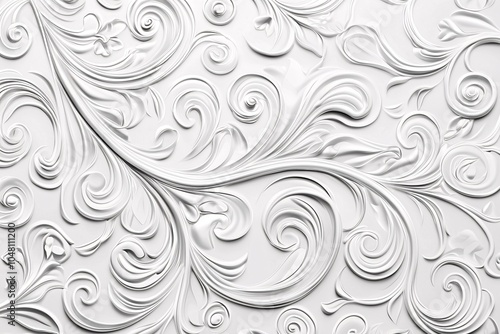 Intricately patterned embossed panel design on a crisp white backdrop for a contemporary aesthetic.