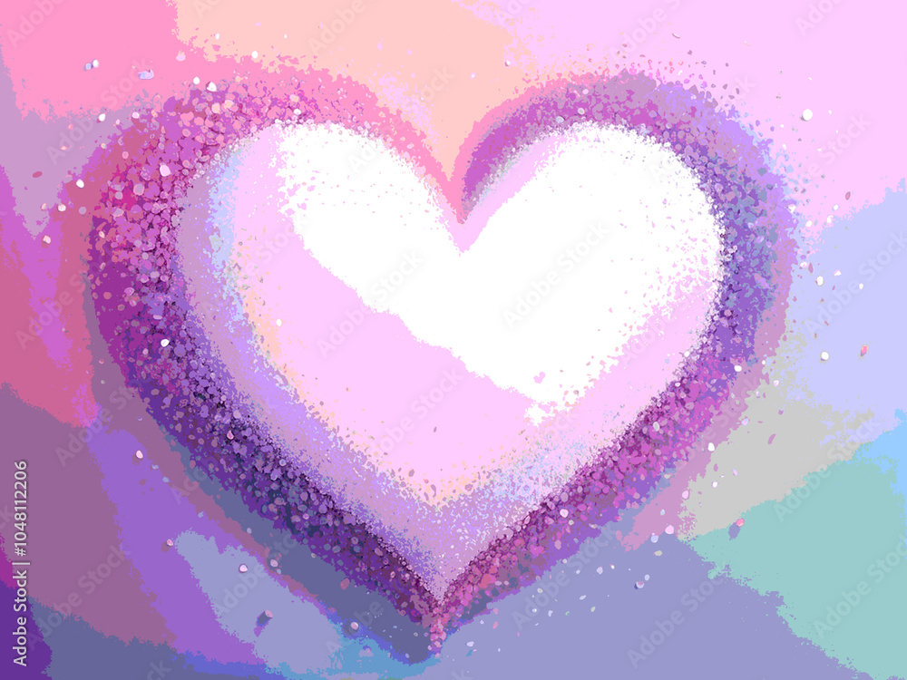 Abstract Noise grain particle Shimmer Heart shape. Blue purple lilac pink white romantic background illustration Abstract Noise grain particle Shimmer Heart shape. Blue purple lilac pink white romantic background illustration