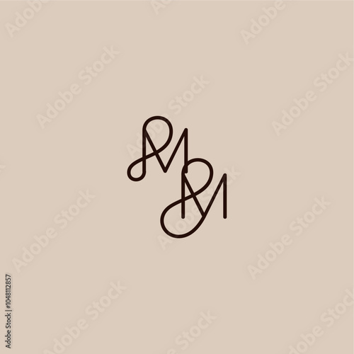 wedding typography monogram luxurious organic style and elegant concept MM dynamic line initial letter