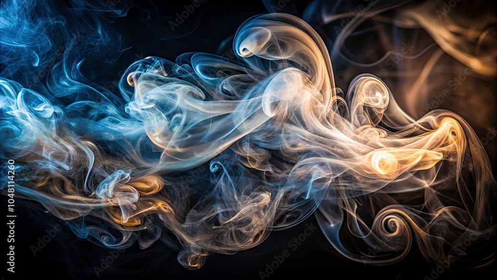 Obraz premium Captivating Low Light Photography of Isolated Smoke in Mysterious Atmosphere, Ethereal Effects, Dramatic Contrast, Fine Textures, Abstract Shapes, Perfect for Artistic and Atmospheric Projects
