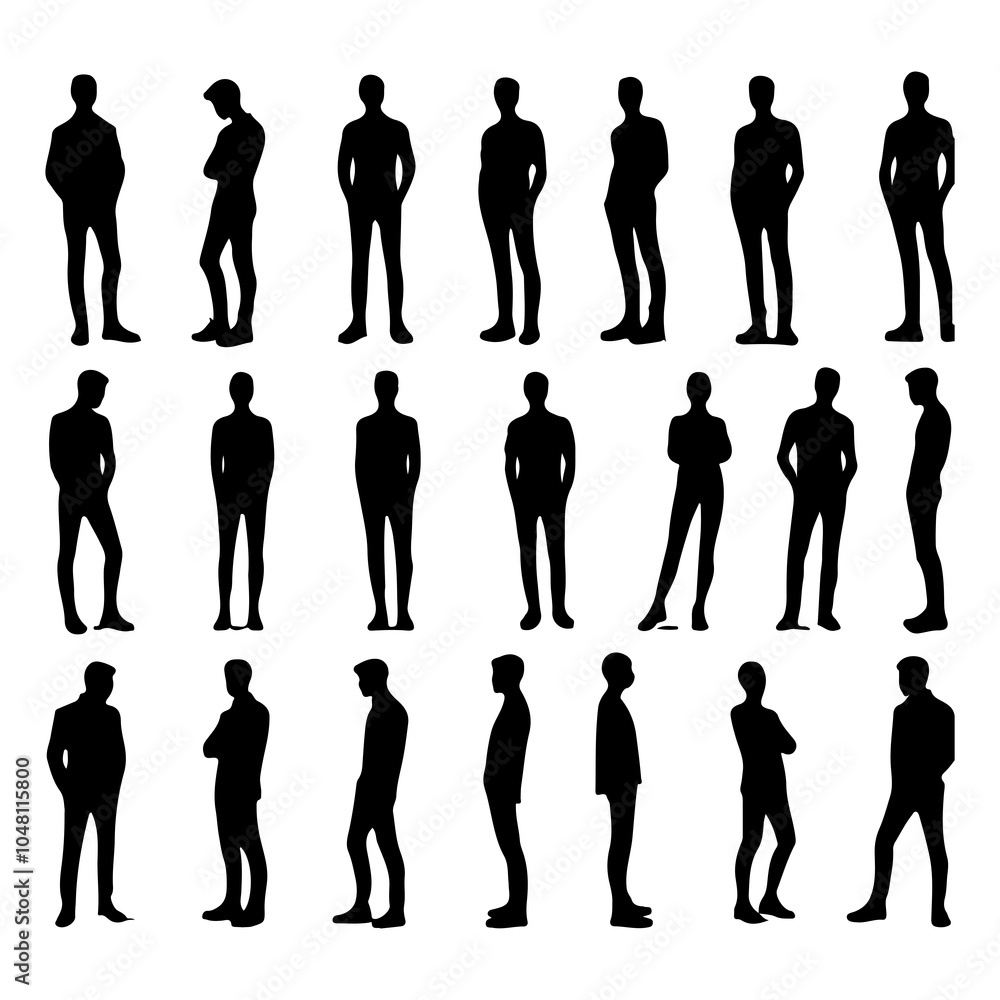 Collection of Human standing figure silhouettes vector illustration Collection of Human standing figure silhouettes vector illustration
