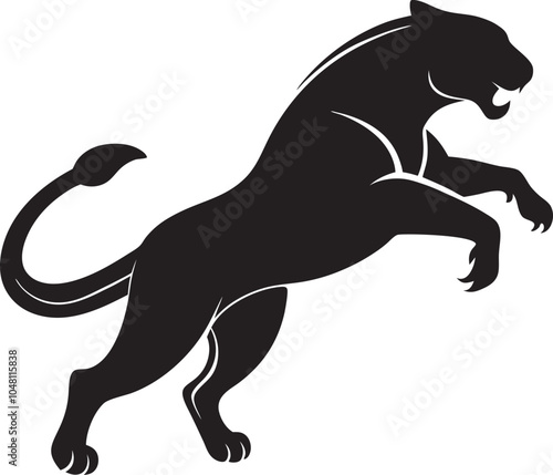 Leaping Panther Silhouette Illustration - Dynamic Wild Animal Art