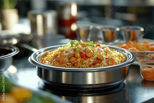 biryani indian food by generative ai photo