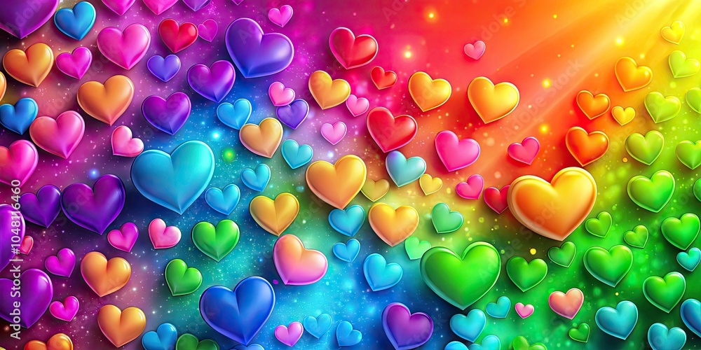 Cute Rainbow Hearts Love Background Design - Colorful Heart Patterns for Romantic Themes, Celebrations, and Decorative Use, Perfect for Cards, Invitations, and Digital Designs Cute Rainbow Hearts Love Background Design - Colorful Heart Patterns for Romantic Themes, Celebrations, and Decorative Use, Perfect for Cards, Invitations, and Digital Designs