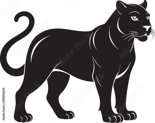 Standing Panther Silhouette Illustration - Graceful Wild Animal Art