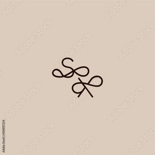 wedding typography monogram luxurious organic style and elegant concept SX dynamic line initial letter