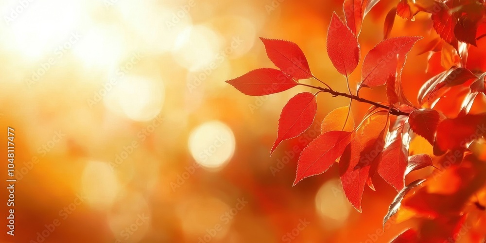 Autumn Leaves Against Warm Background Lights Autumn Leaves Against Warm Background Lights