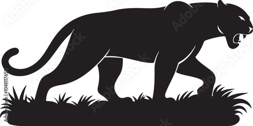 Standing Panther Silhouette Illustration - Graceful Wild Animal Art