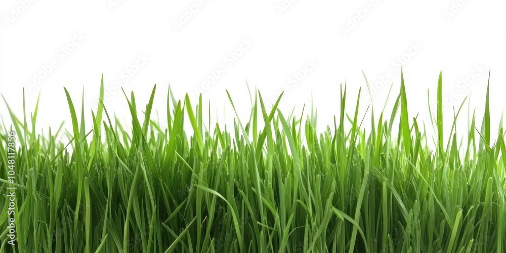 Fototapeta premium Fresh Green Grass Against White Background