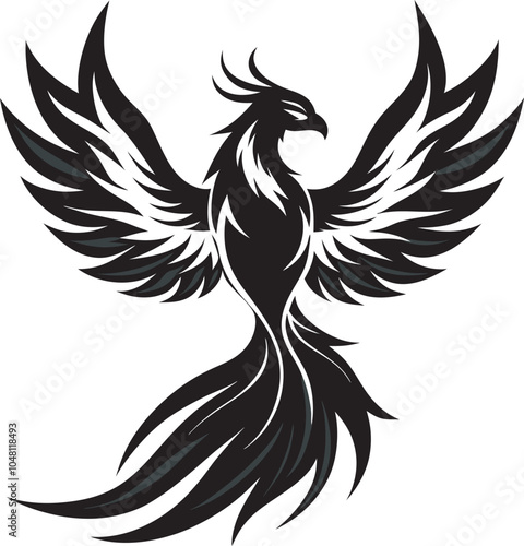 Majestic Phoenix Silhouette Vector - Symbol of Rebirth and Power