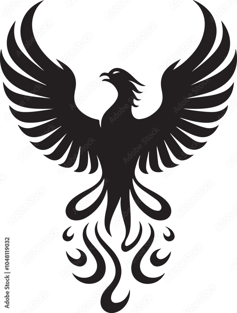 Obraz premium Majestic Phoenix Silhouette Vector - Symbol of Rebirth and Power