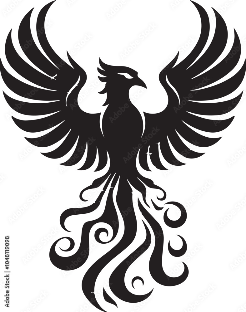 Fototapeta premium Majestic Phoenix Silhouette Vector - Symbol of Rebirth and Power