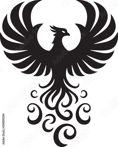 Majestic Phoenix Silhouette Vector - Symbol of Rebirth and Power