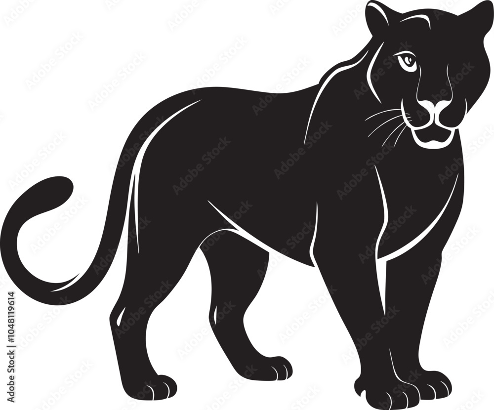 Obraz premium Standing Panther Silhouette Illustration - Graceful Wild Animal Art