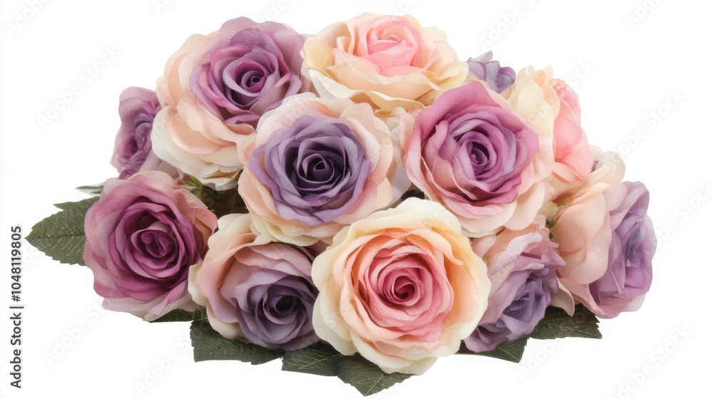 Elegant bouquet of pink and violet roses set against a white background, perfect for romantic or floral arrangement content with a clean, minimalistic feel Elegant bouquet of pink and violet roses set against a white background, perfect for romantic or floral arrangement content with a clean, minimalistic feel
