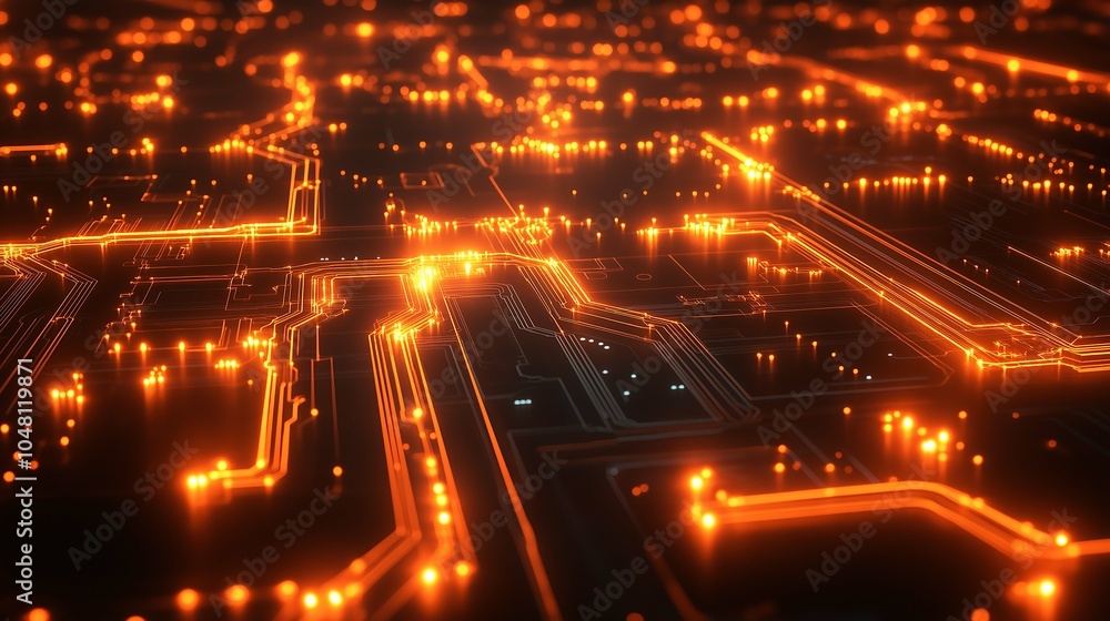 Abstract Neon Circuit Board Background with AI Theme Abstract Neon Circuit Board Background with AI Theme
