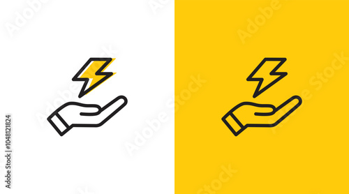 Hands and power energy logo icon. Hands holding spirit energy power symbol. Hands giving power. smart energy power care logo icon design template