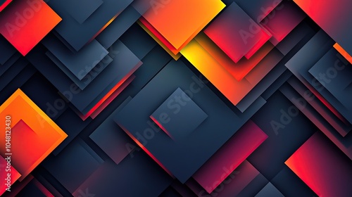 Abstract Geometric Shapes, Orange, Red, and Black