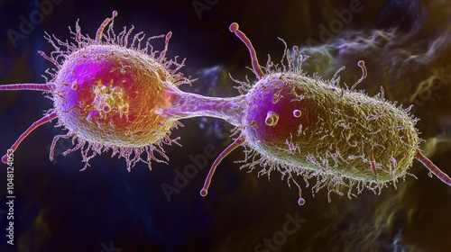 Microscopic View of Bacterial Conjugation Process
