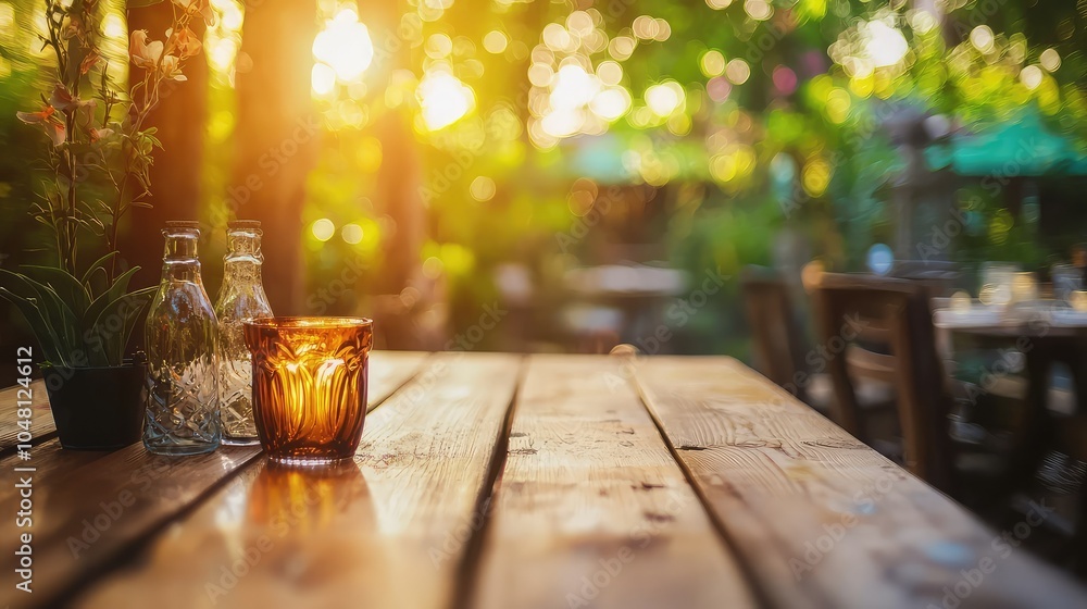 Beautiful Outdoor Dining Scene with Stunning View Beautiful Outdoor Dining Scene with Stunning View