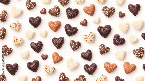 Isolated beans on a white background showcasing a delicious selection of chocolate flavors and gourmet treats photo