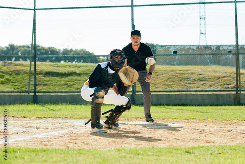 Photography Baseball player, field and athlete pitch in sport game with exercise, training and teamwork outdoor