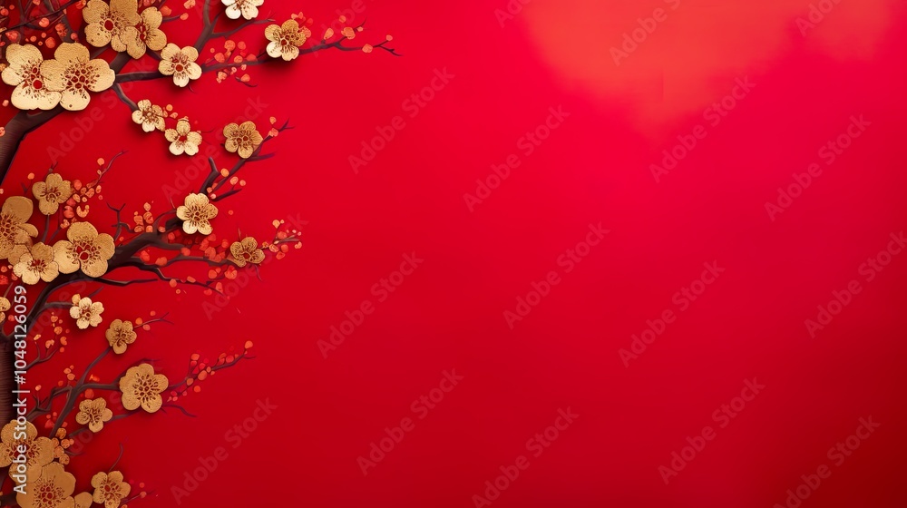 chinese gold ink in red paper background Flat lay top view copy space chinese gold ink in red paper background Flat lay top view copy space
