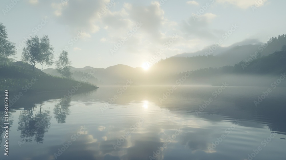 Dawn's Embrace: Tranquil Reflections on a Lake Dawn's Embrace: Tranquil Reflections on a Lake
