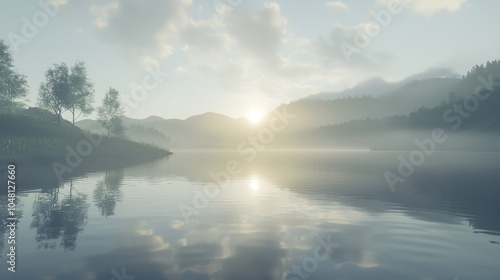 Dawn's Embrace: Tranquil Reflections on a Lake