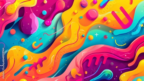 Vibrant Abstract Swirls: A mesmerizing explosion of color and dynamic shapes. A playful, energetic artwork perfect for backgrounds, websites, or any project needing a burst of creativity.