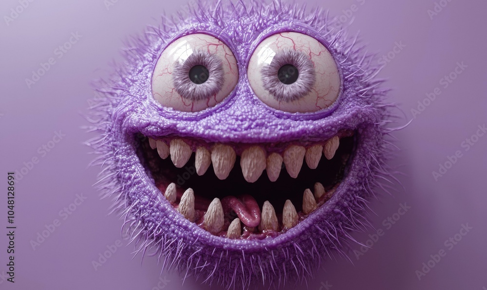 A funny purple monster with big eyes and sharp teeth. AI. A funny purple monster with big eyes and sharp teeth. AI.