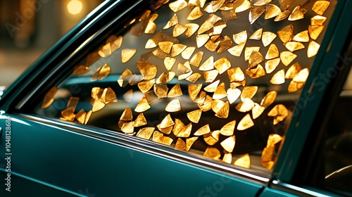 Gold Leaf on Car Window.