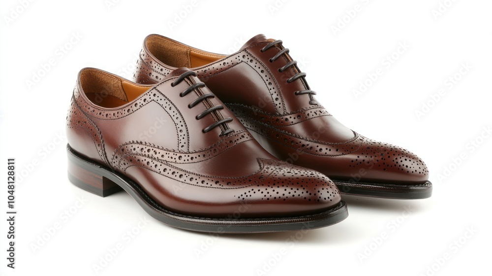 Brown Leather Brogue Oxfords with Laces Brown Leather Brogue Oxfords with Laces