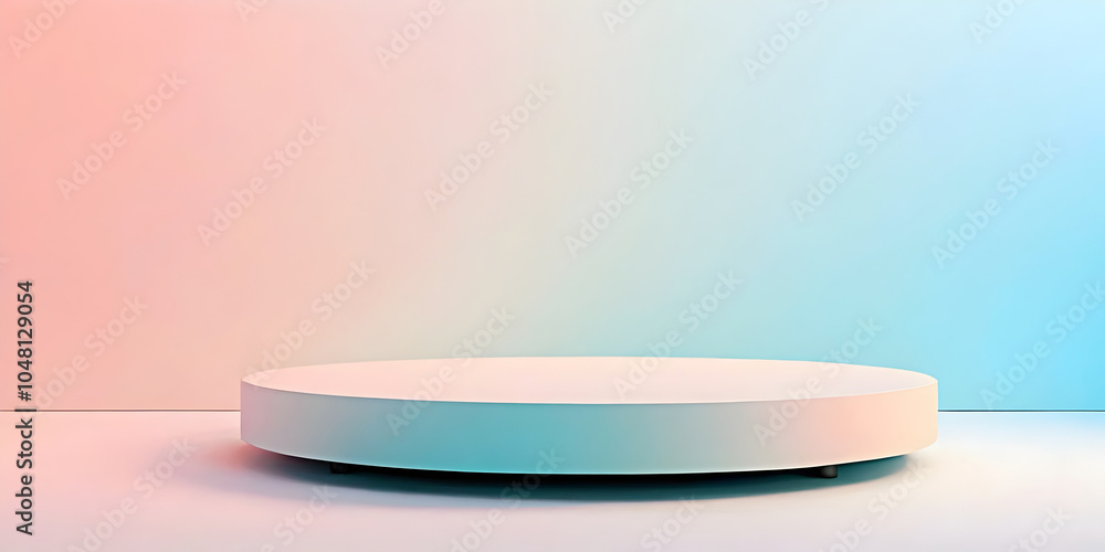 Round platform on a pink and blue gradient background. Round platform on a pink and blue gradient background.