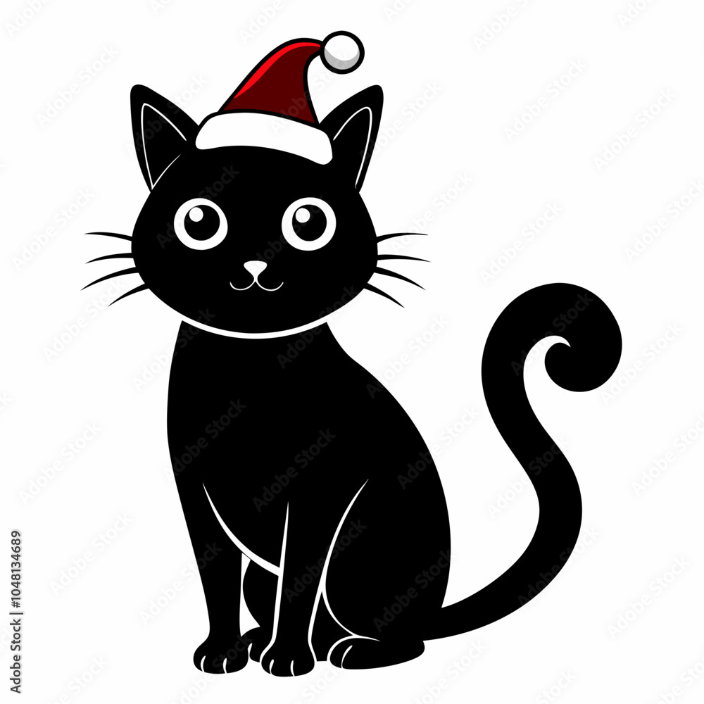 Obraz premium Christmas Cat Black silhouette