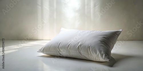 Surreal White Pillow on Ethereal Surface - Dreamy Minimalism, Tranquility, and Softness in a Contemporary Setting photo