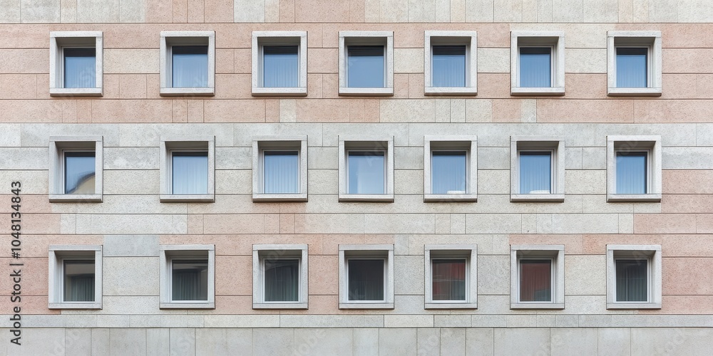 Fototapeta premium Modern Building Facade with Geometric Window Arrangement