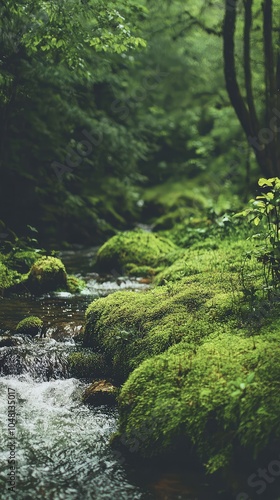 Lush Mossy Bank by Mountain Creek