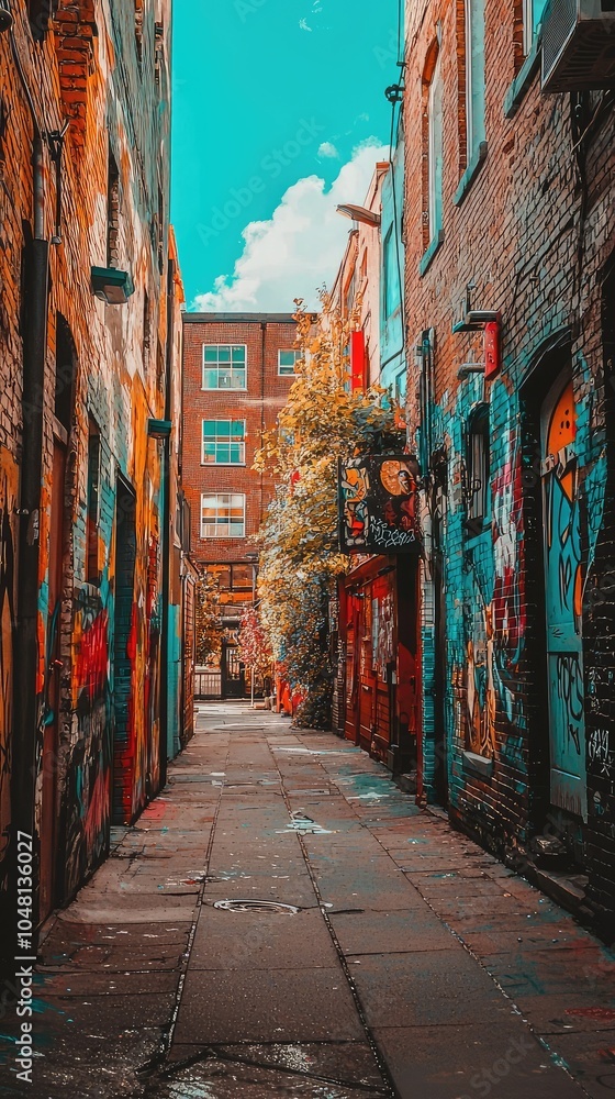 Fototapeta premium Colorful Alleyway in a Vibrant City Scene