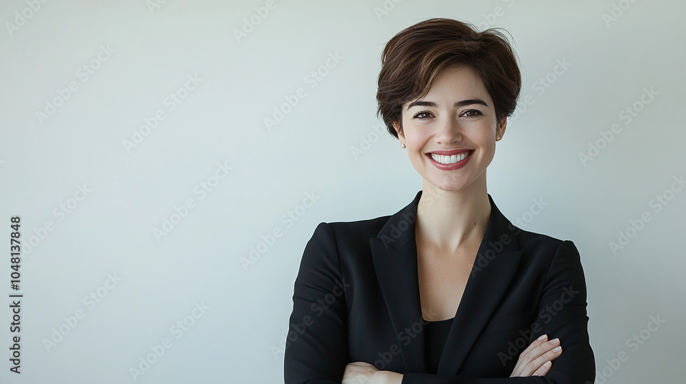 Professional Woman Smiling Confidently with Folded Arms Professional Woman Smiling Confidently with Folded Arms
